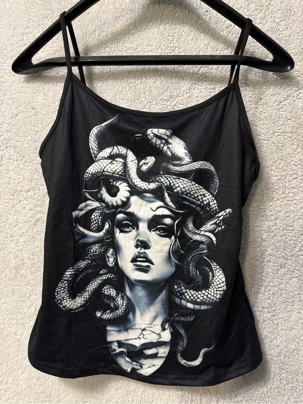 Black Reptile-Print Women's Cami Tank Top - Medusa Design